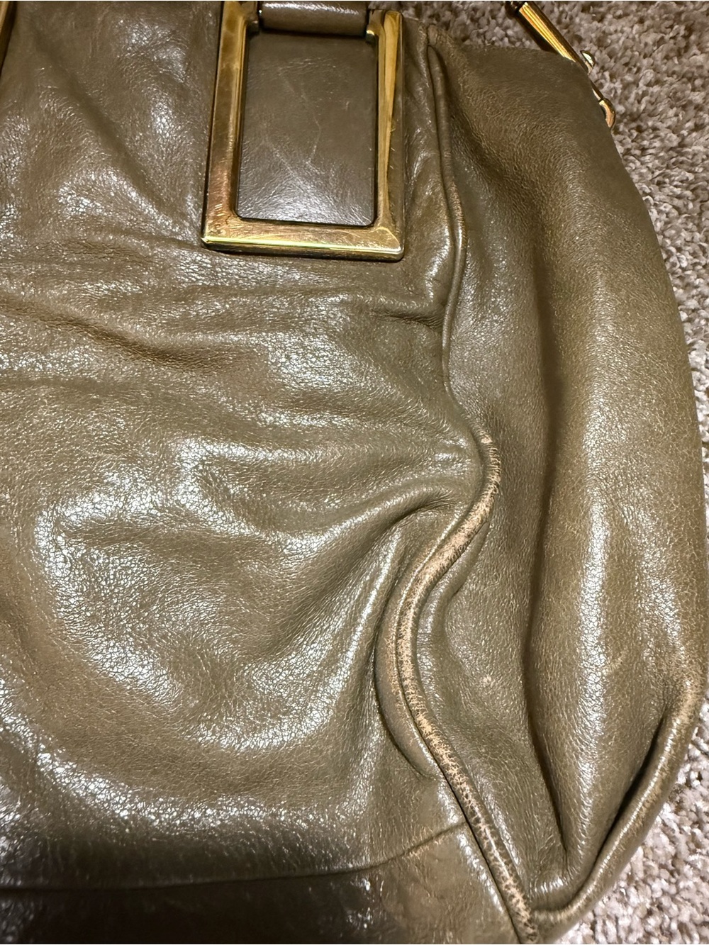 Chloe Olive Green Leather Shoulder Bag‎ with Gold Accents Project AS IS - Picture 5 of 12